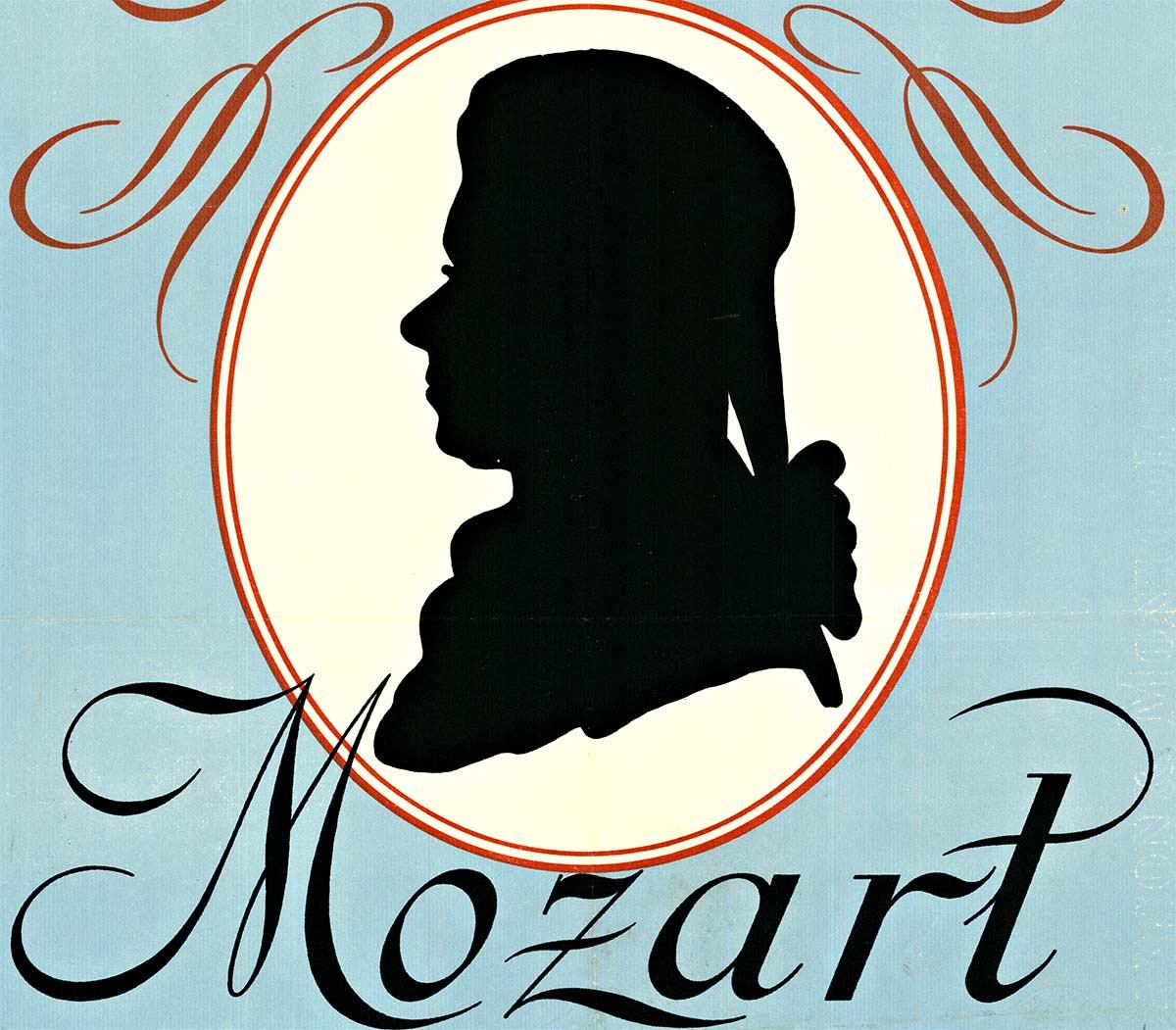 Poster francese d'epoca originale Mozart en France, 200° compleanno di Mozart - Figurative Print Blu di Unknown