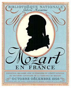 Original Mozart en France vintage French poster, 200th Birthday of Mozart