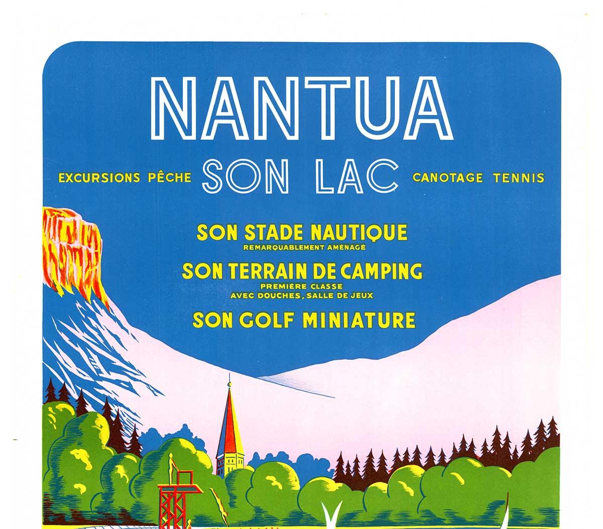 Cartel de viaje francés de época original de Nantua son Lac - Print de Unknown