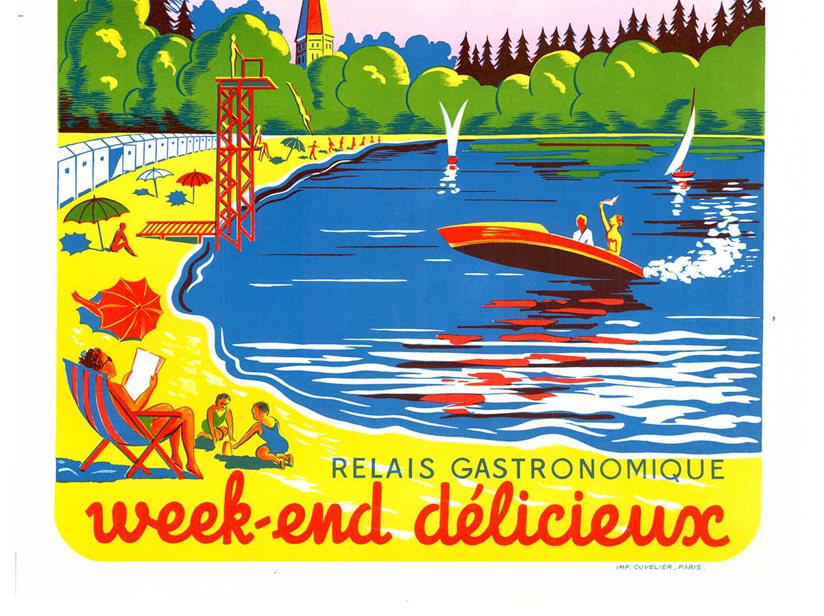 Cartel de viaje francés de época original de Nantua son Lac - Print moderno estadounidense de Unknown