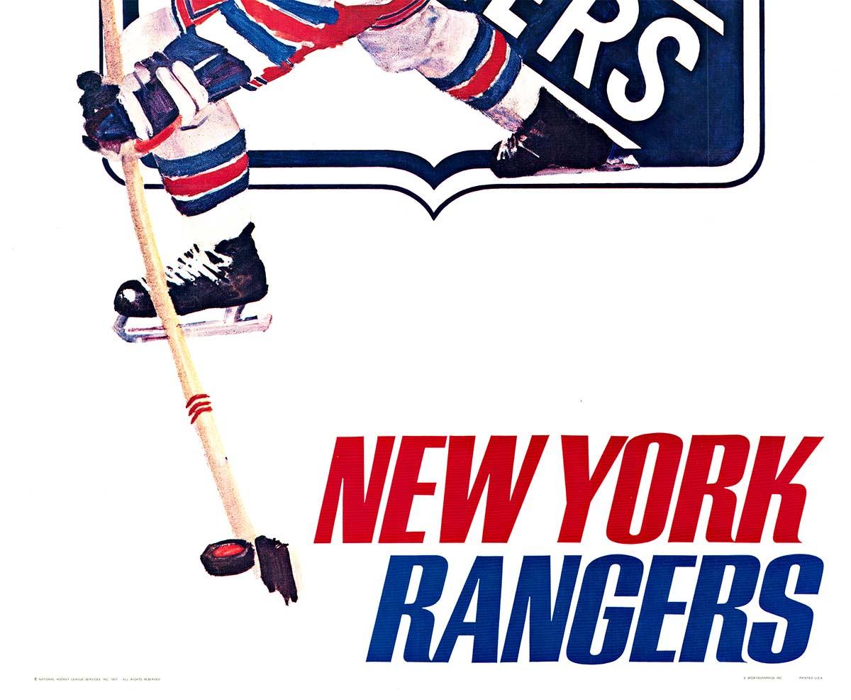 Original New York Rangers Jahrgang 1971 Eishockey Poster (Amerikanische Moderne), Print, von Unknown