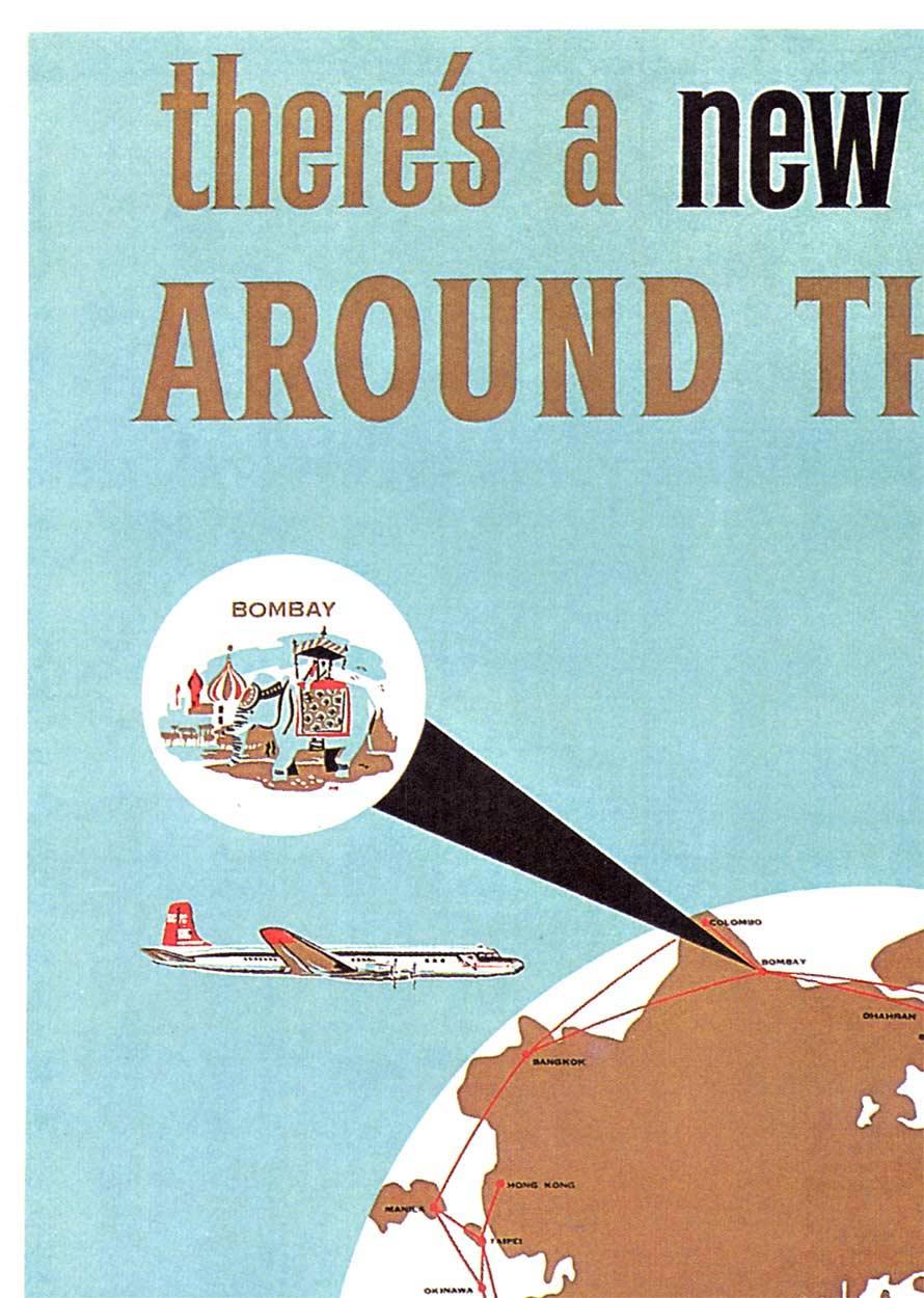 Original Northwest Orient and Trans World Airlines vintage travel poster - Print by Unknown