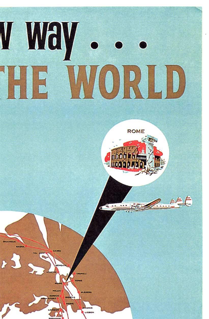 Original Northwest Orient and Trans World Airlines vintage travel poster - American Modern Print by Unknown