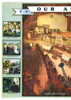 Original Our America #1. Producing Motion Pictures, 1942, linen-backed poster