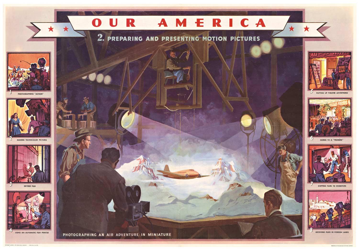 Original "Our America, #2 Producing Motion Pictures" vintage poster 