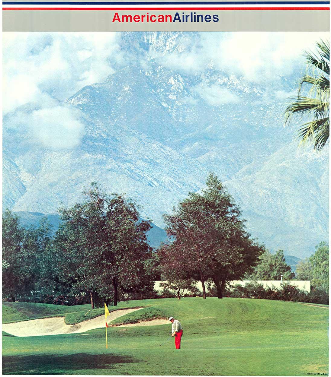 Poster originale di Palm Springs American Airlines Golf Travel della metà del secolo scorso - Print di Unknown