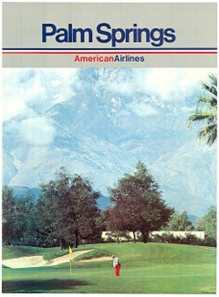 Original Palm Springs American Airlines Golf Travel mid century poster