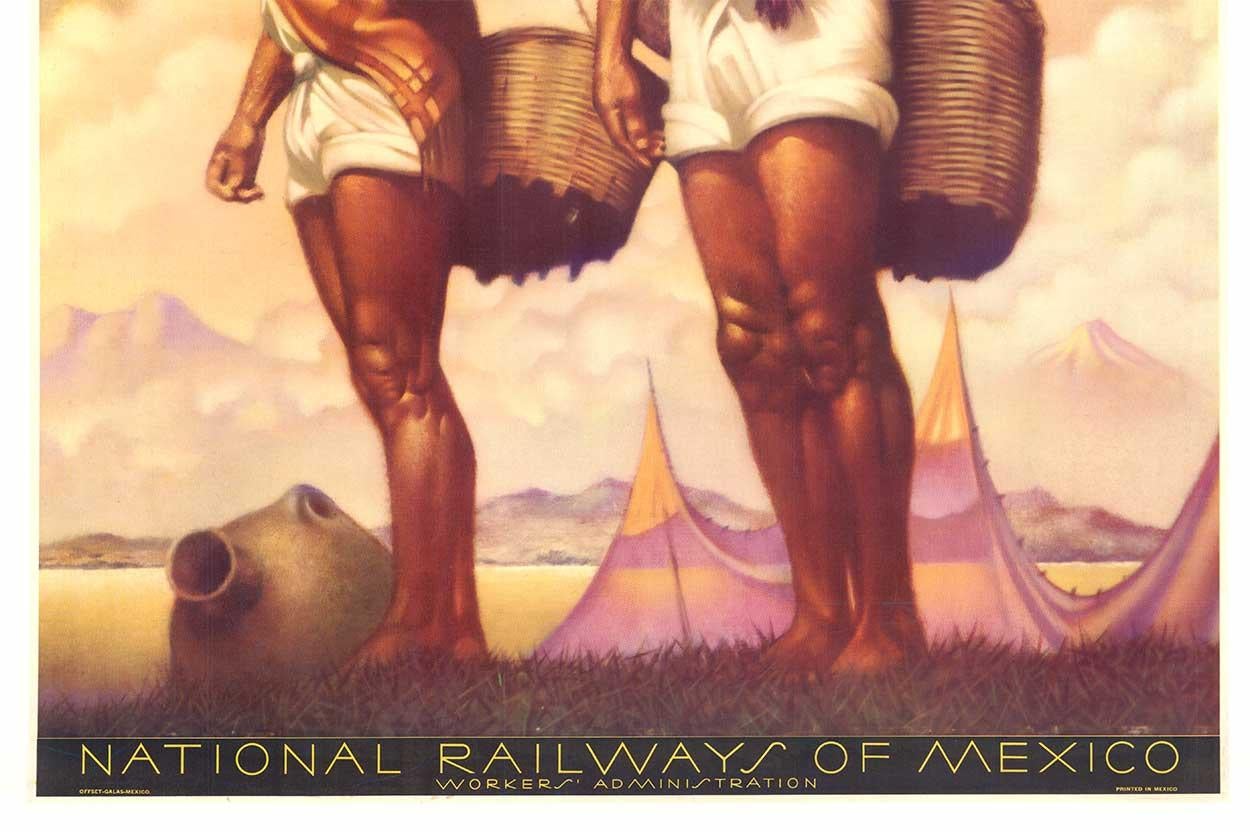 Original Patzcuaro National Railways of Mexico Overnight from Mexico City poster - American Modern Print by Unknown