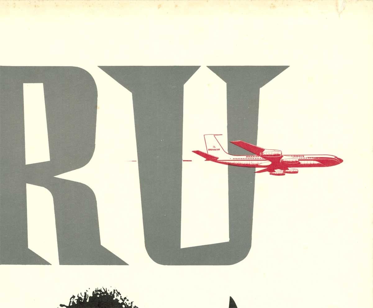 Original travel poster:  Braniff International Airways, Peru Bull.   Size 20