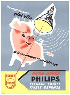 Original Philips Infra-Rouge vintage poster  linen-backed