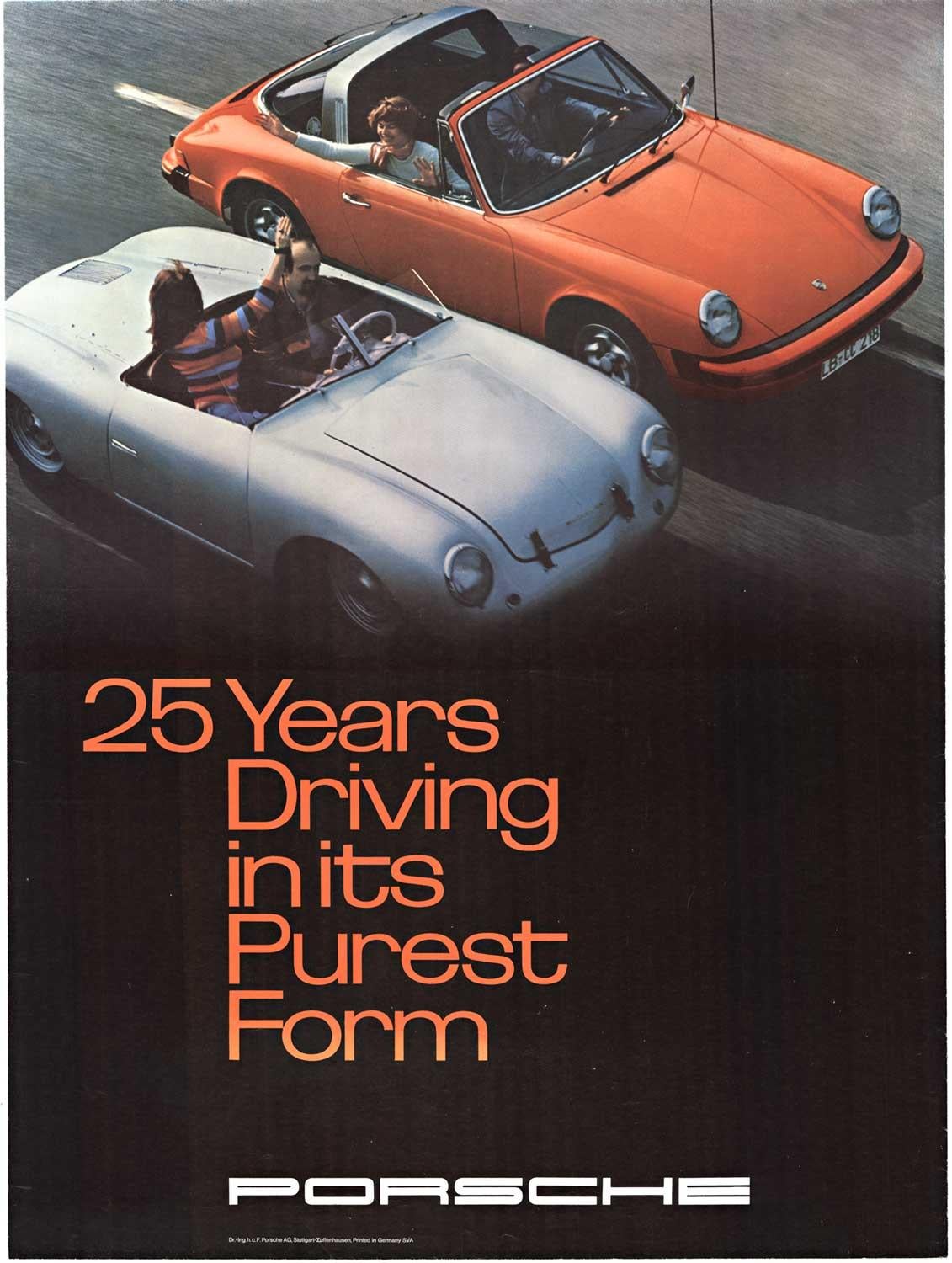 Original Porsche '25 Years Driving in its Purest Form' Vintage-Werkstattplakat