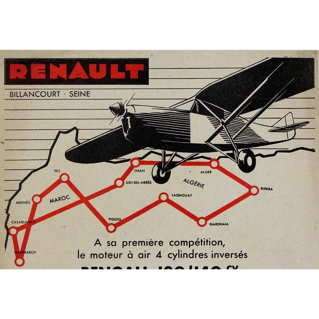 L'affiche originale célèbre les succès de Renault dans le domaine de l'aviation avec la Coupe Dunlop. en vente 1