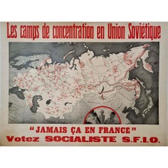 Vintage Original poster Concentration Camps in the Soviet Union Never in France S.F.I.O.