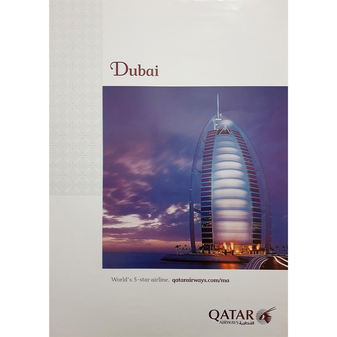 Original poster designed to promote Qatar Airways travel and flights to Dubai - Print by Unknown