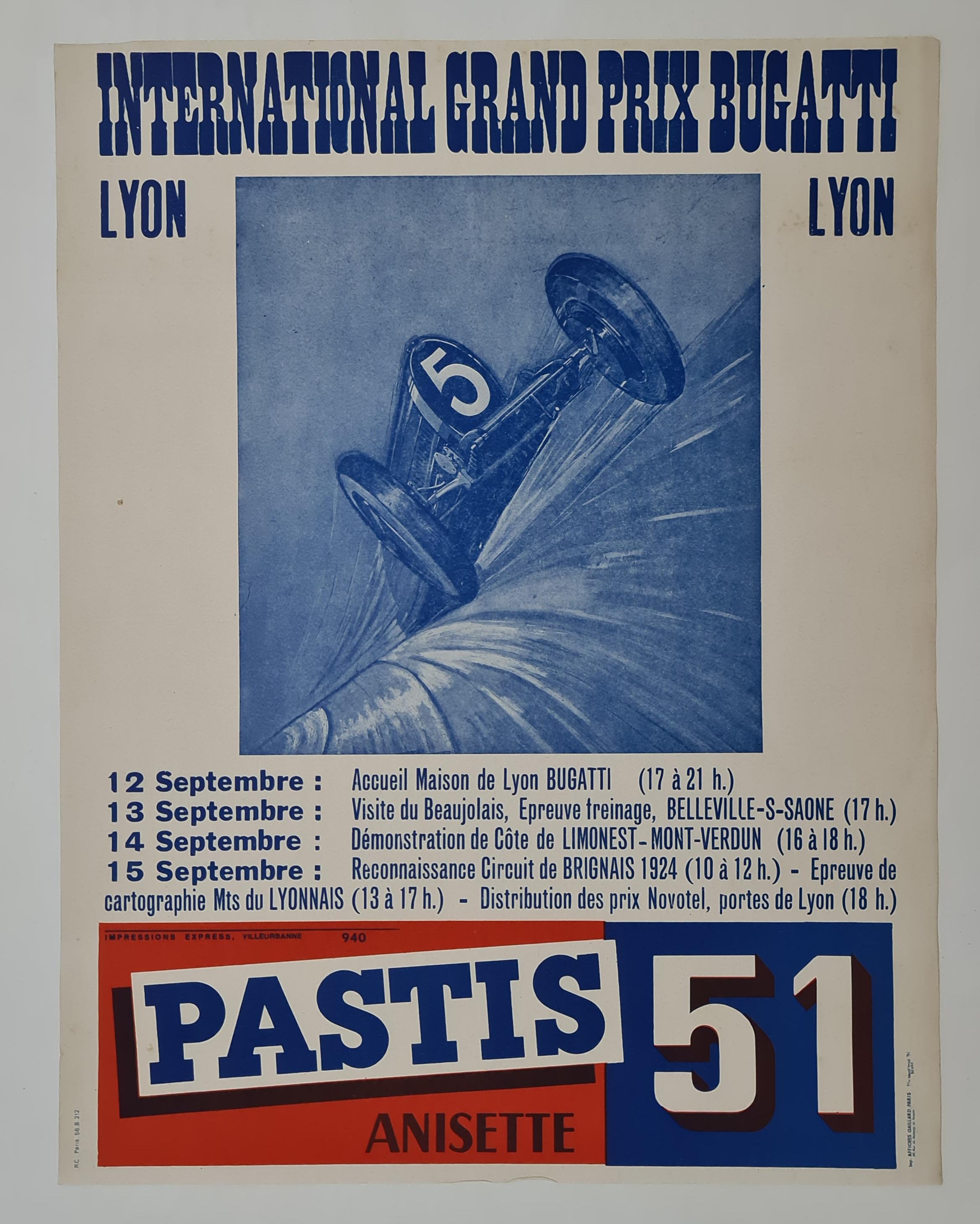 Originalplakat über das Wochenende des Grand Prix de Lyon im Jahr 1974 im Angebot 2