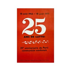 Vintage original poster for the 25th anniversary of the Sudanese Communist Party