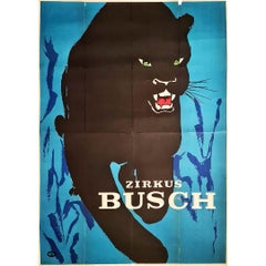 Original poster for the Busch Circus representing a black panther