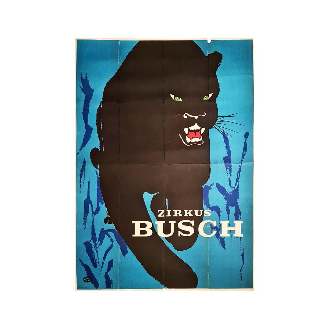 Original poster for the Busch Circus representing a black panther - Print by Unknown