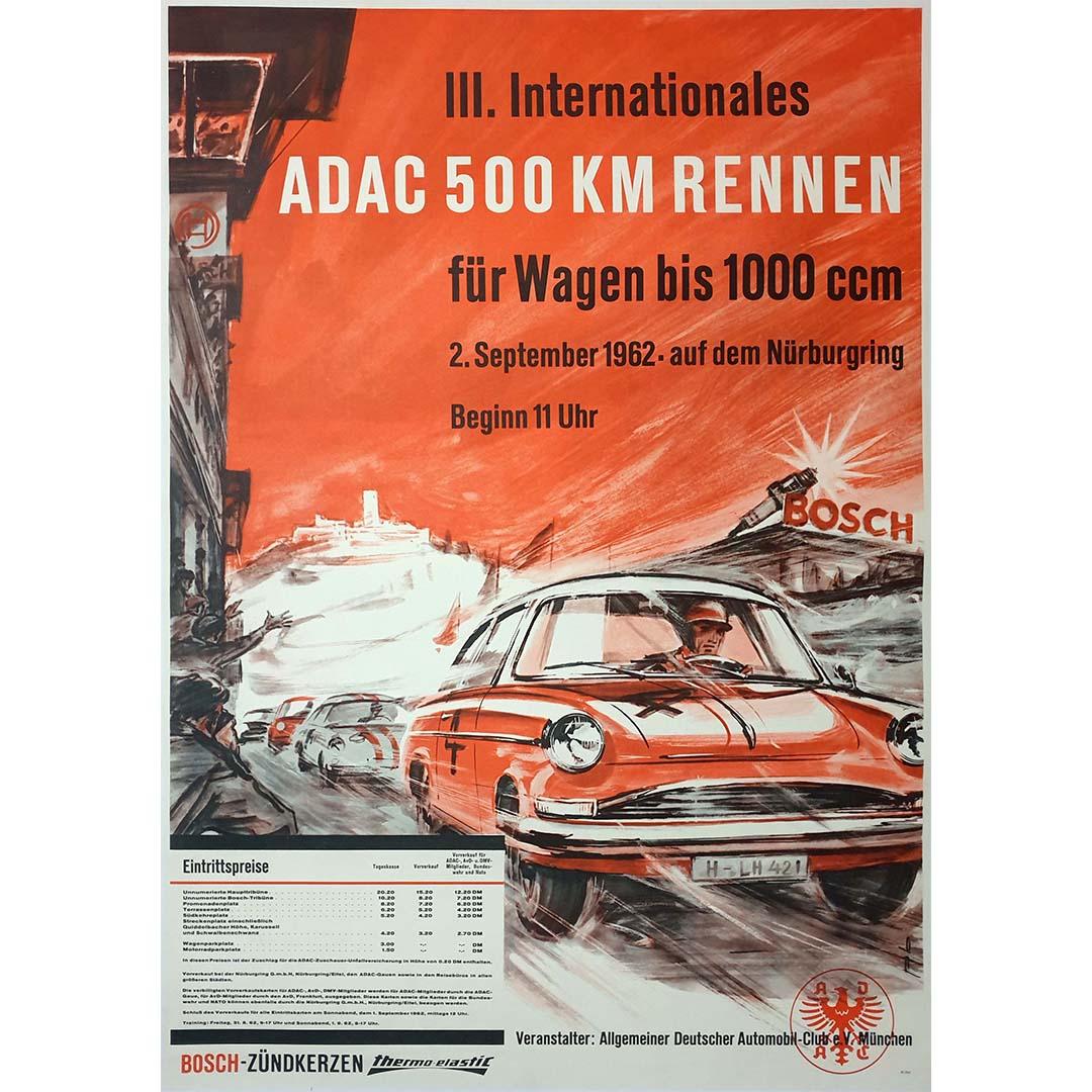 Original poster for the "III. Internationales ADAC 500KM RENNEN" in 1962 - Print by Unknown