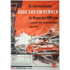 Originalplakat für das „III. Internationales ADAC 500KM RENNEN" im Jahr 1962