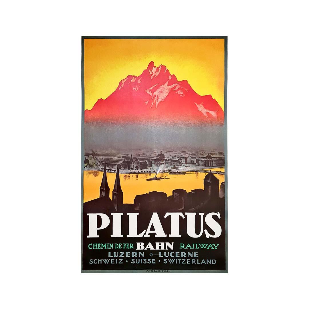 Original poster for the Pilatus Railway - Mountain - Switzerland - Luzern