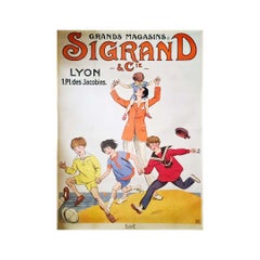 Cartel original de los grandes almacenes Sigrand & Cie de Lyon - Moda