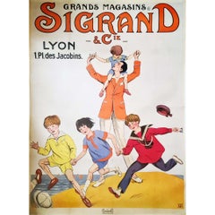 Antique Original poster for the Sigrand & Cie department stores in Lyon - Fashion