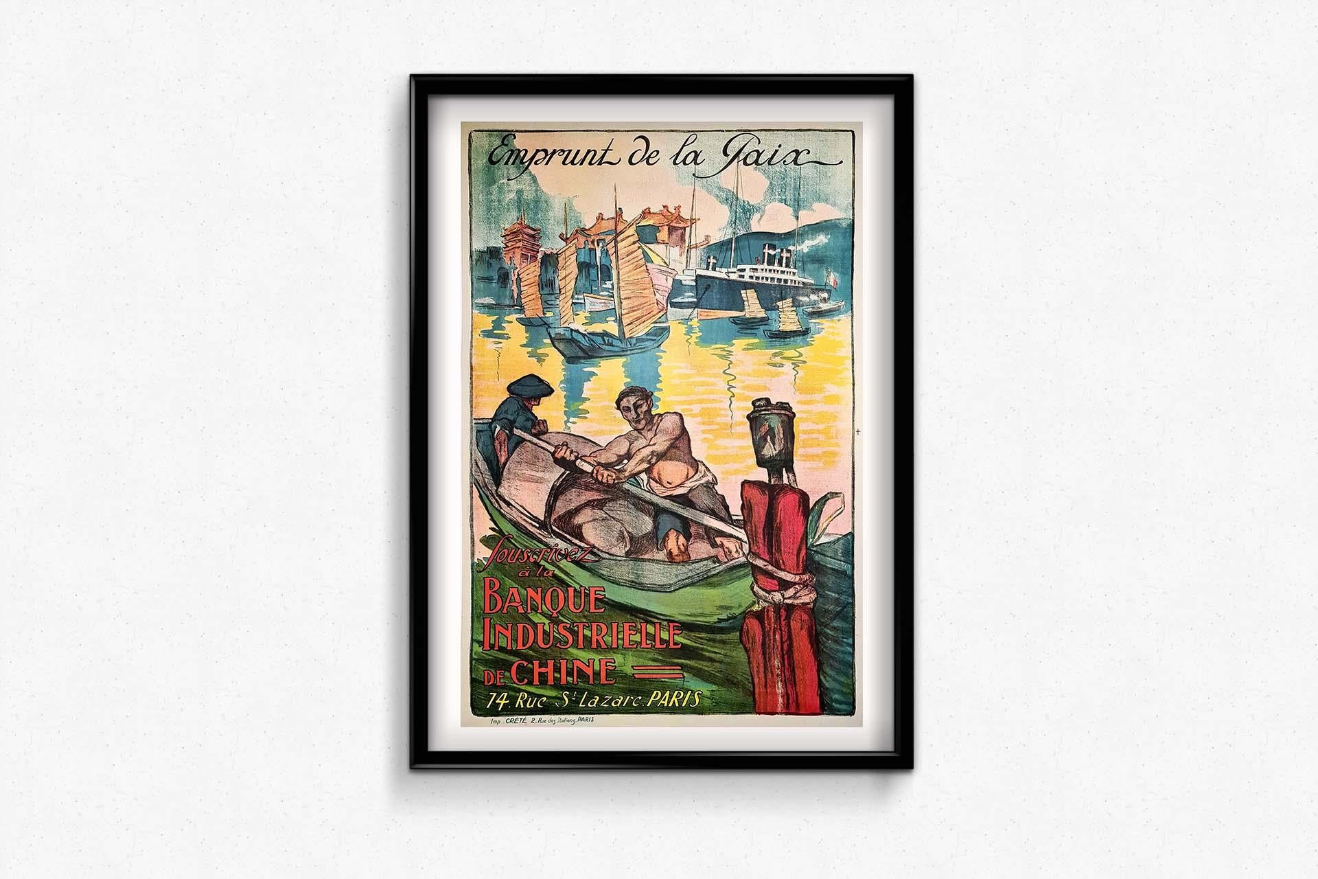 Original poster from 1920 For peace, subscribe to the industrial bank of China For Sale 1