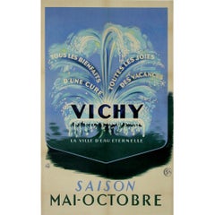 Original poster from 1955 beautifully promotes Vichy in France - SNCF