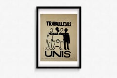 Original poster from May 1968, Travailleurs Unis – Français Immigrés