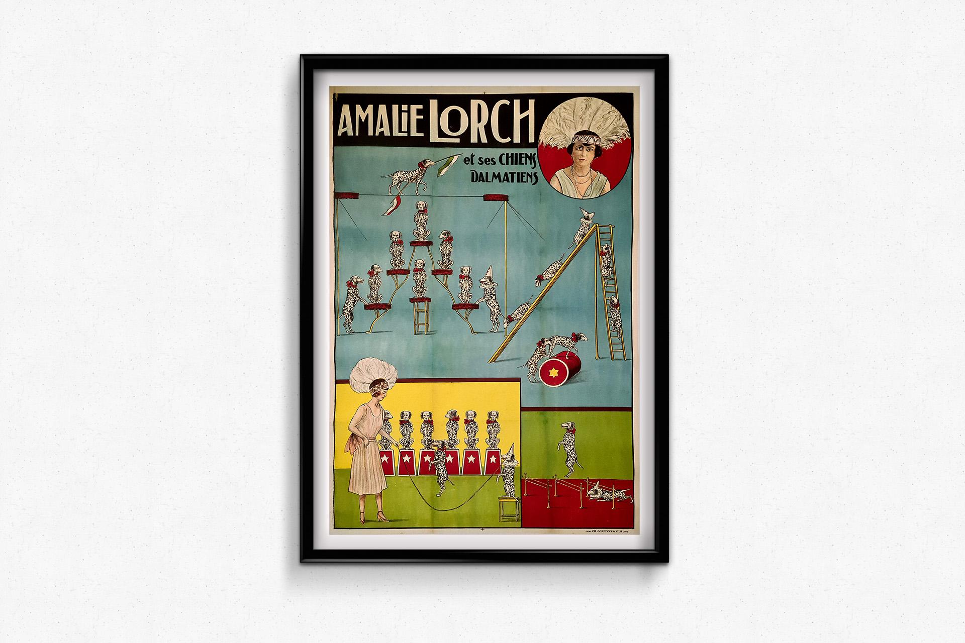 Original poster from the 1930s Amalie Lorch and her Dalmatian dogs For Sale 2