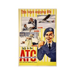 Vintage Original poster of the Air training Corps from the 50's - Airline - Military