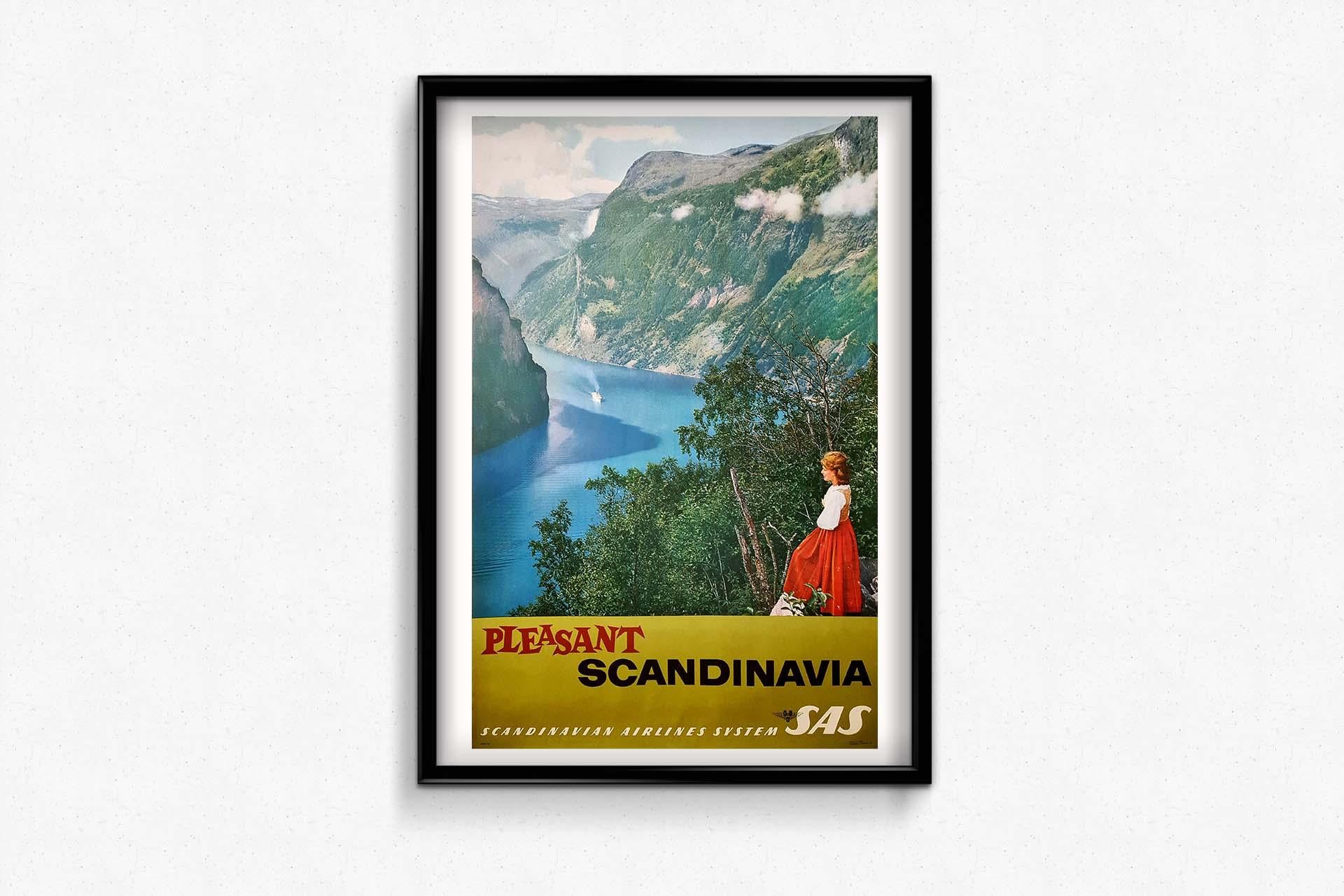 Originalplakat der Fluggesellschaft SAS Scandinavian Airlines System – Geirangerfjord im Angebot 2