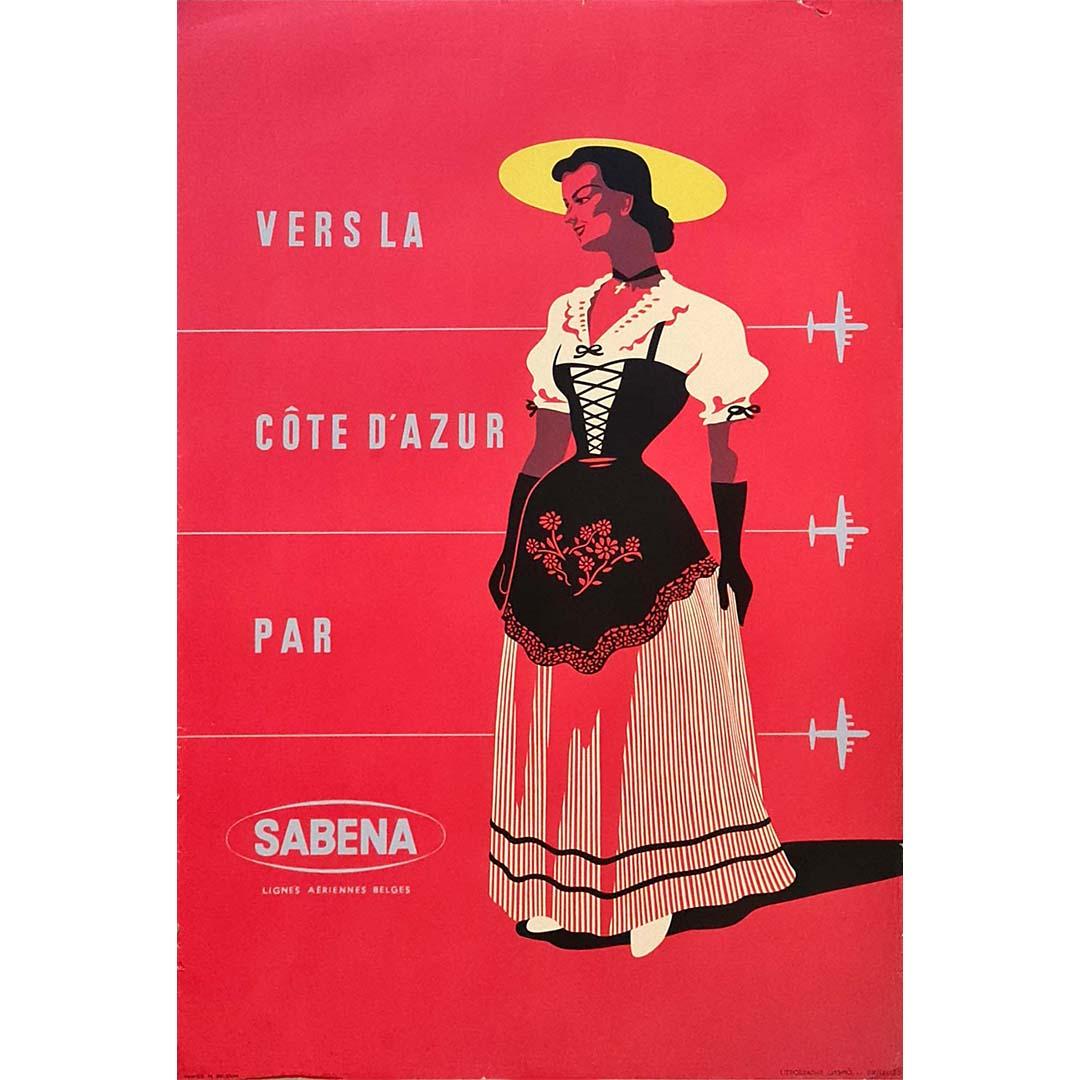 Sabena, acronimo di Société Anonyme Belge d'Exploitation de la Navigation Aérienne, era un tempo la compagnia aerea nazionale belga.
Fondata nel 1923, purtroppo è fallita nel 2001.
Su questo bellissimo poster che pubblicizza un viaggio in Costa