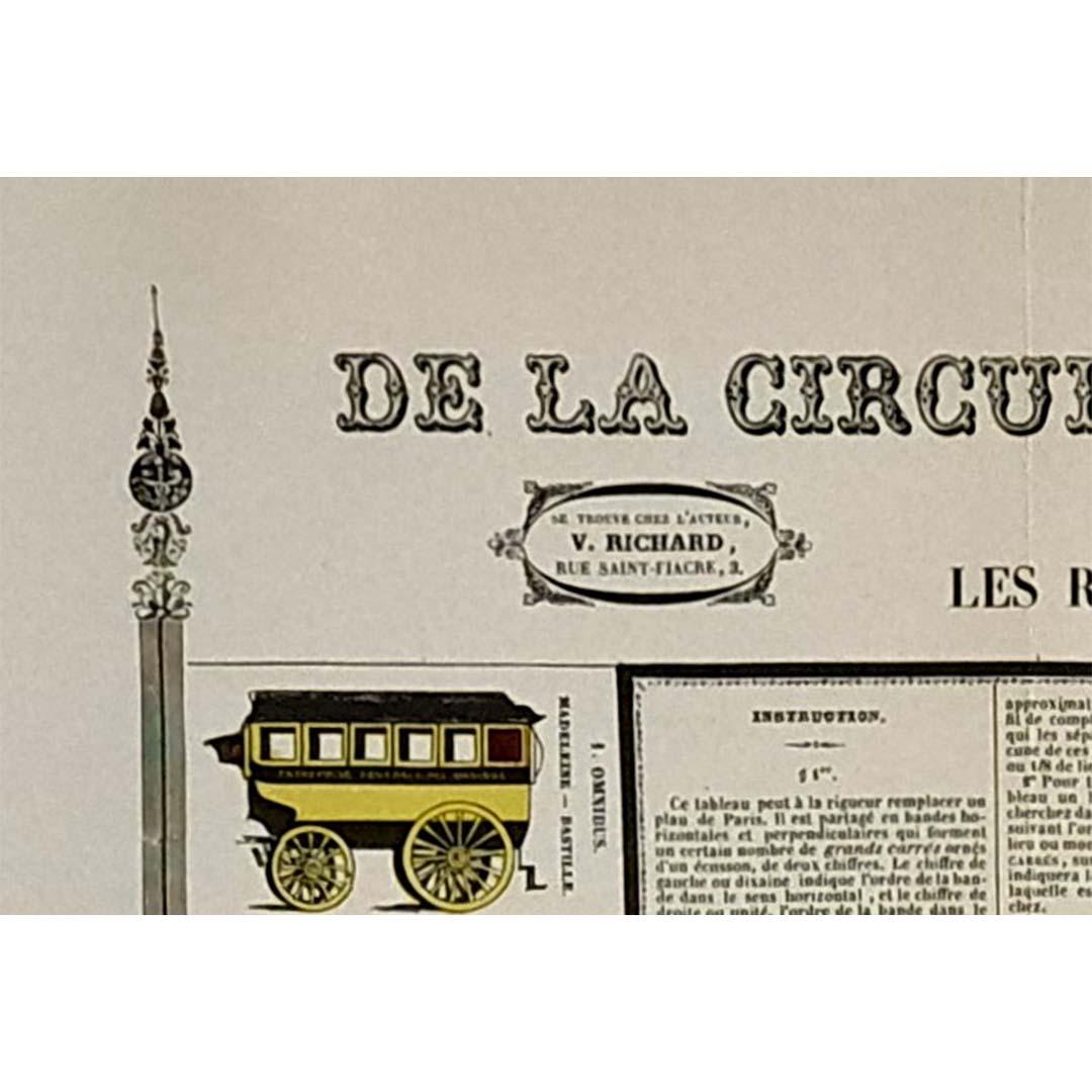 original poster of the Parisian public transportation system before 1854 For Sale 1