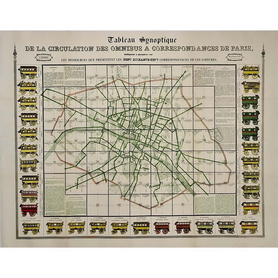 original poster of the Parisian public transportation system before 1854 - Print by Unknown