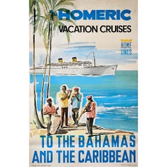 Originalplakat - S/S Homeric-Reisekreuzfahrten auf die Bahamas und in die Karibik