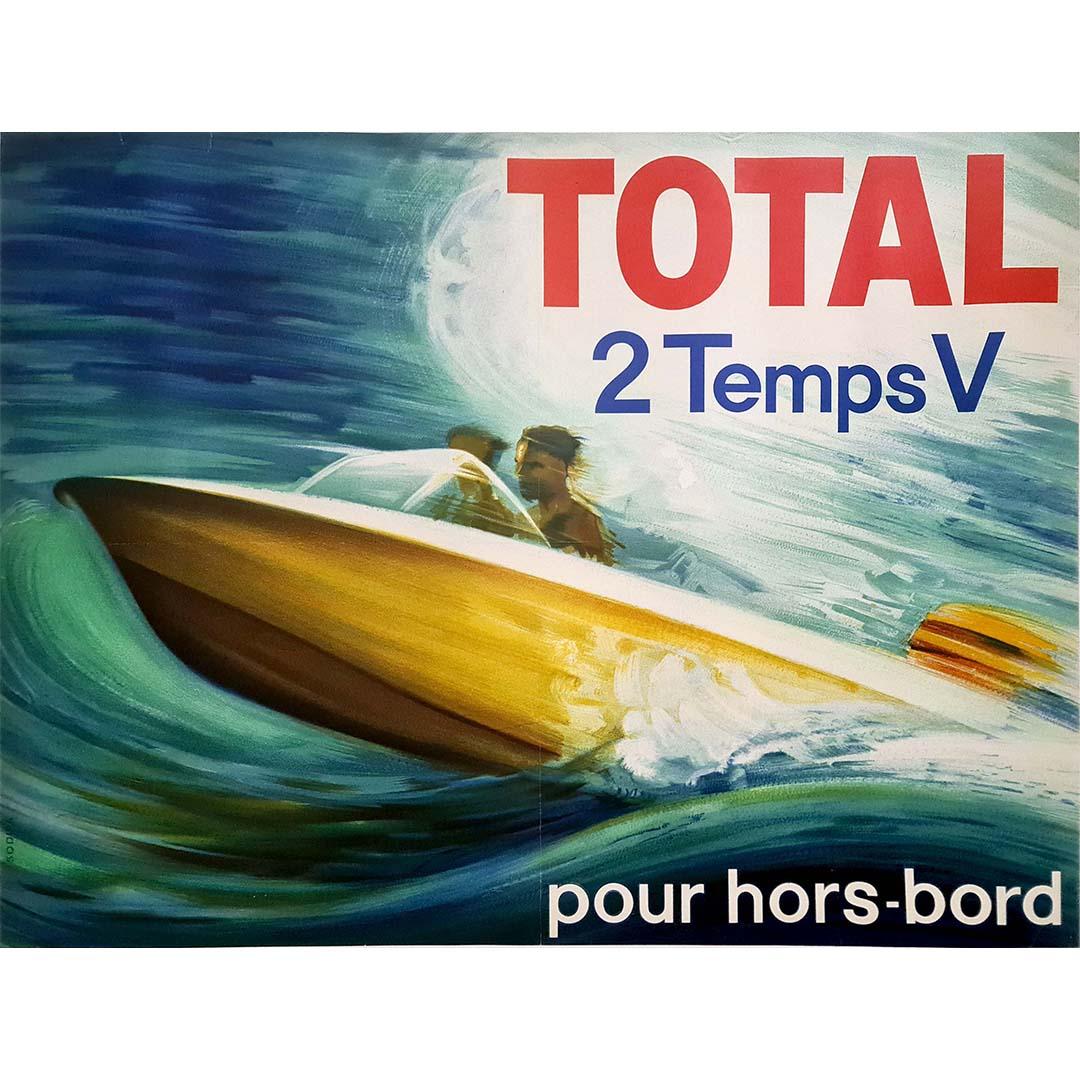 Original poster "Total 2 Temps V pour hors-bord" from 1964  - Advertising - Print by Unknown