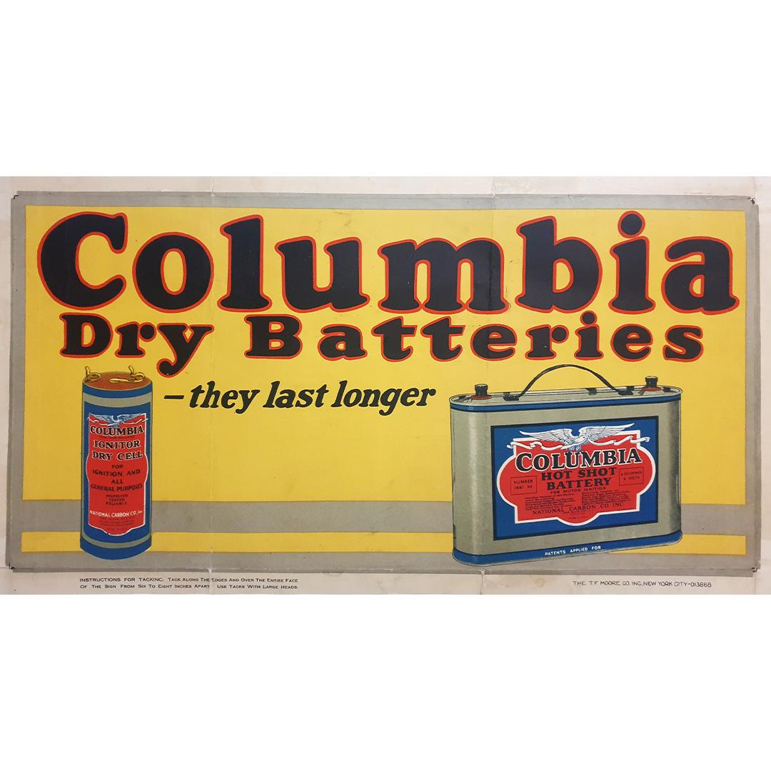 Original-Plakat, sehr selten, gemacht, um die Batterien der Marke Columbia zu fördern.

Automobile - Werbung - Vereinigte Staaten

Sie halten länger

F. Moore Co New York

