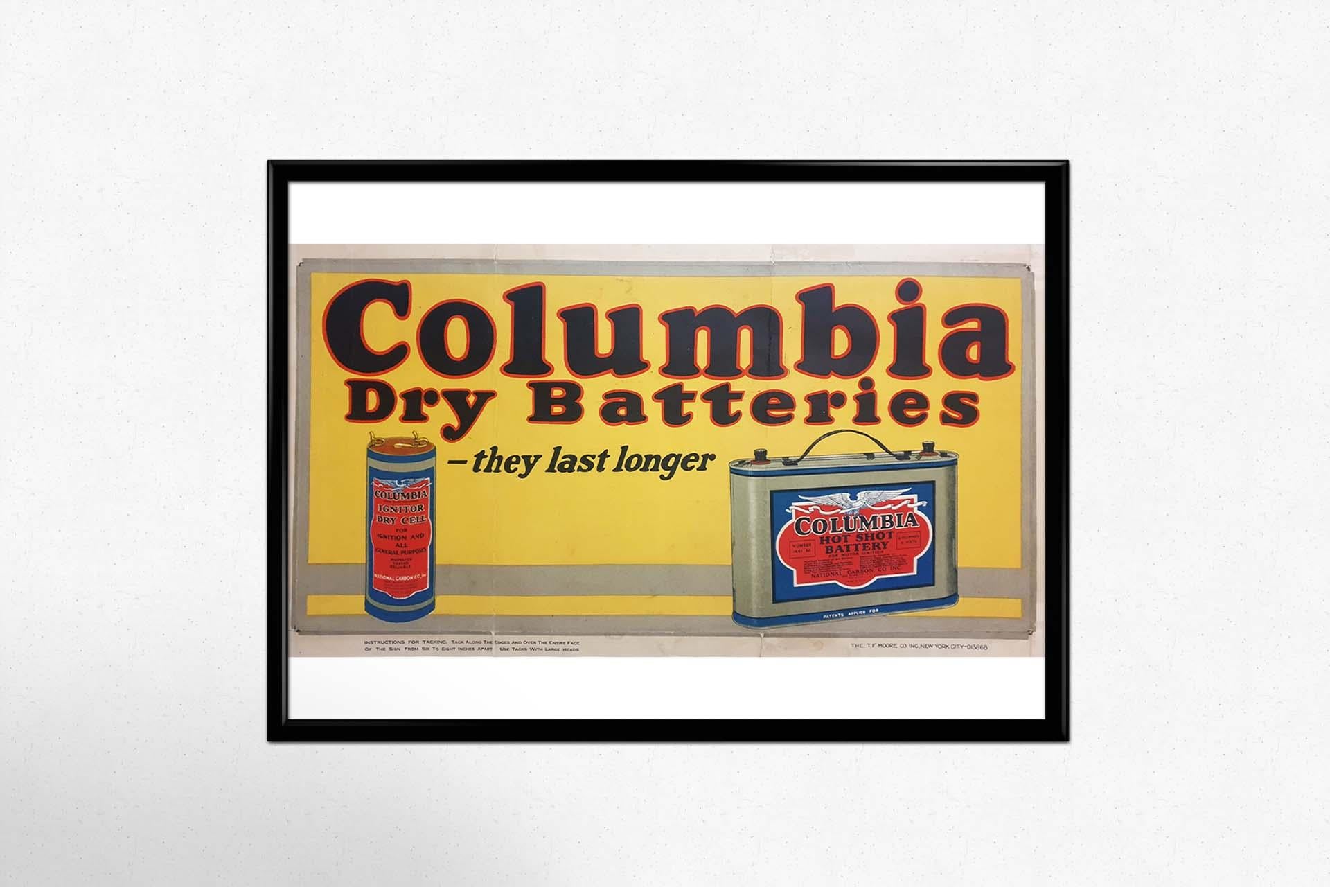 Original poster, very rare, made to promote the batteries of the brand Columbia For Sale 1