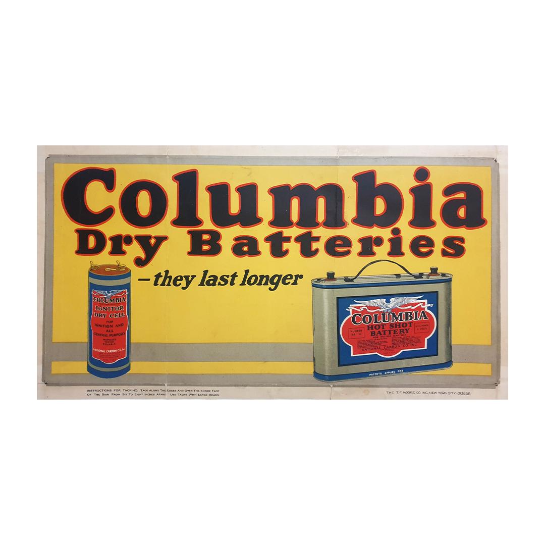 Originalplakat, sehr selten, zur Förderung der Batterien der Marke Columbia – Print von Unknown
