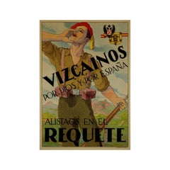 Affiche originale "Vizcaínos por Dios y por España" Requeté la milice carliste