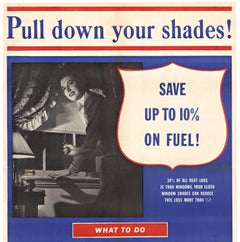 Original 'Pull down your shades!" vintage war time poster.