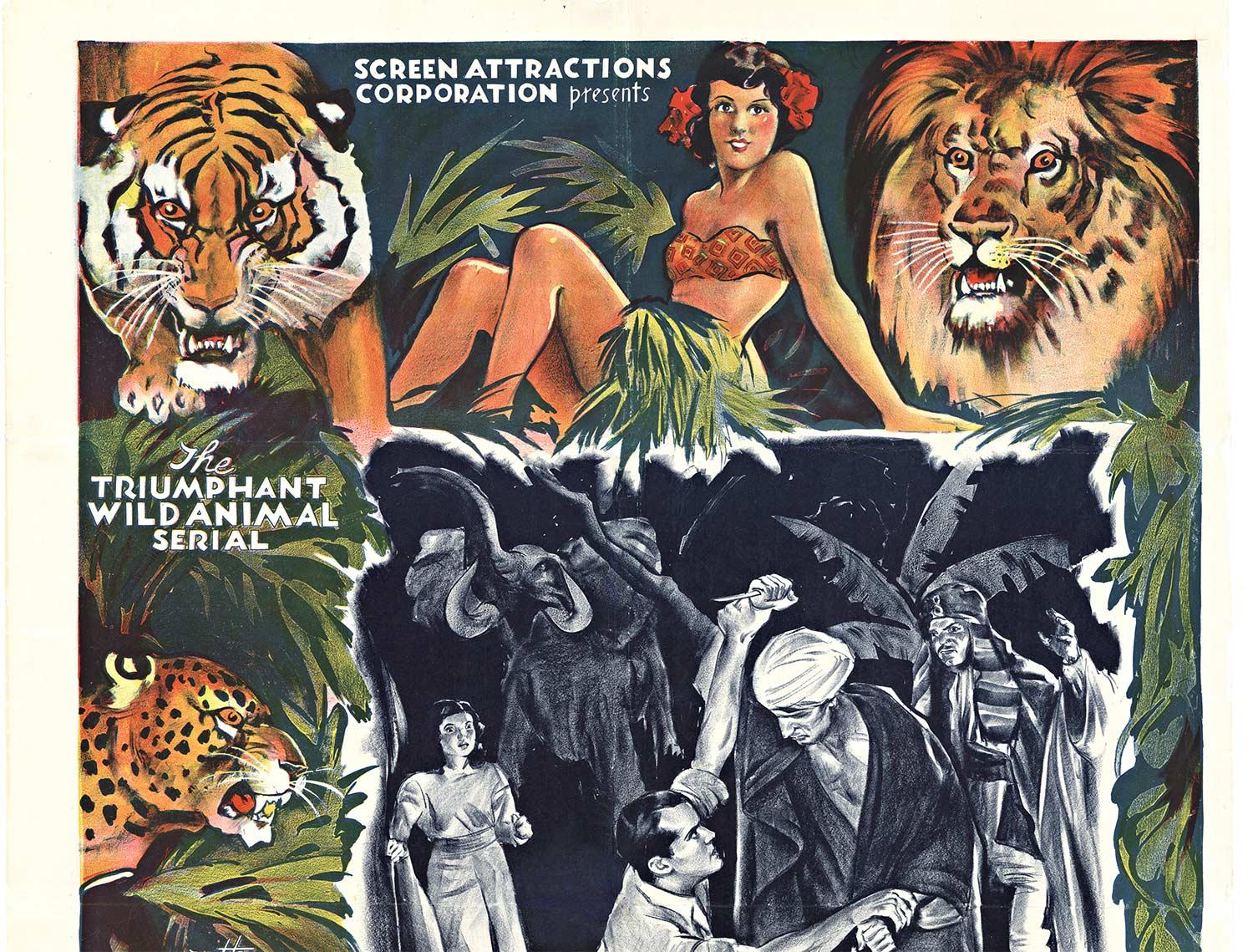 Original „Queen of the Jungle“ US 1-Blatt Vintage (1935) Filmplakat (Amerikanische Moderne), Print, von Unknown