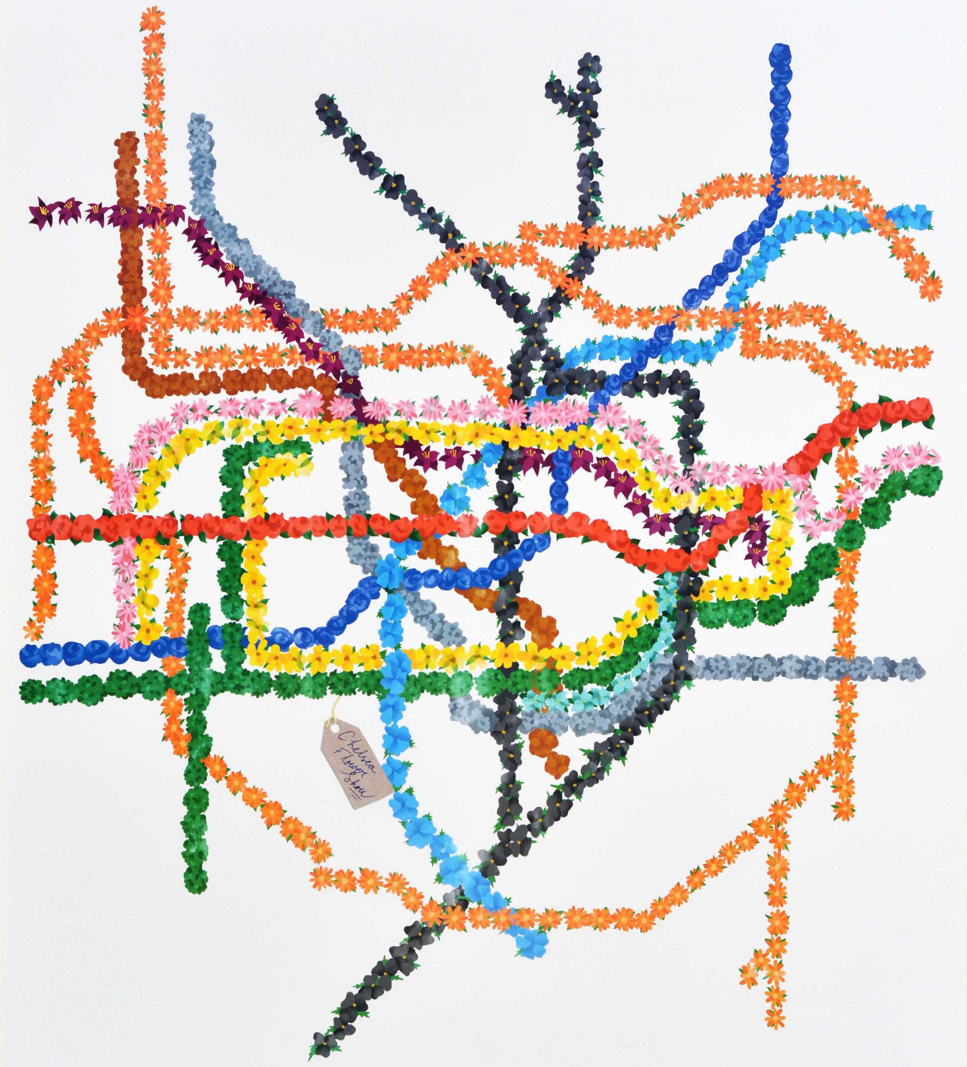 Poster di viaggio ferroviario originale Mappa della metropolitana Chelsea Flower Show Londra Underground - Print di Unknown