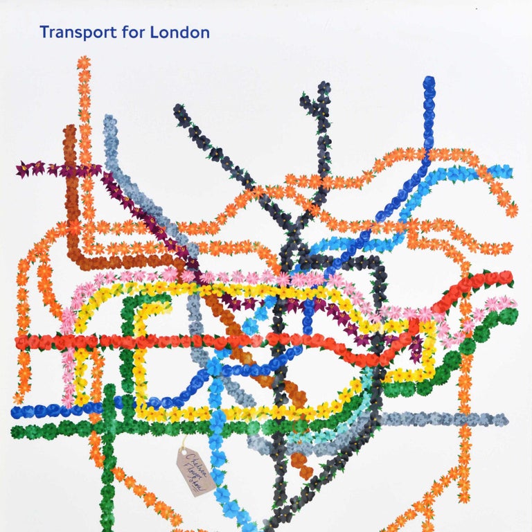 Unknown Original Railway Travel Poster Tube Map Chelsea Flower Show