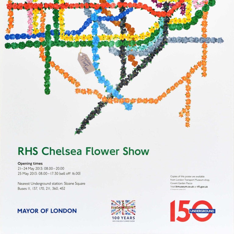 Unknown Original Railway Travel Poster Tube Map Chelsea Flower Show