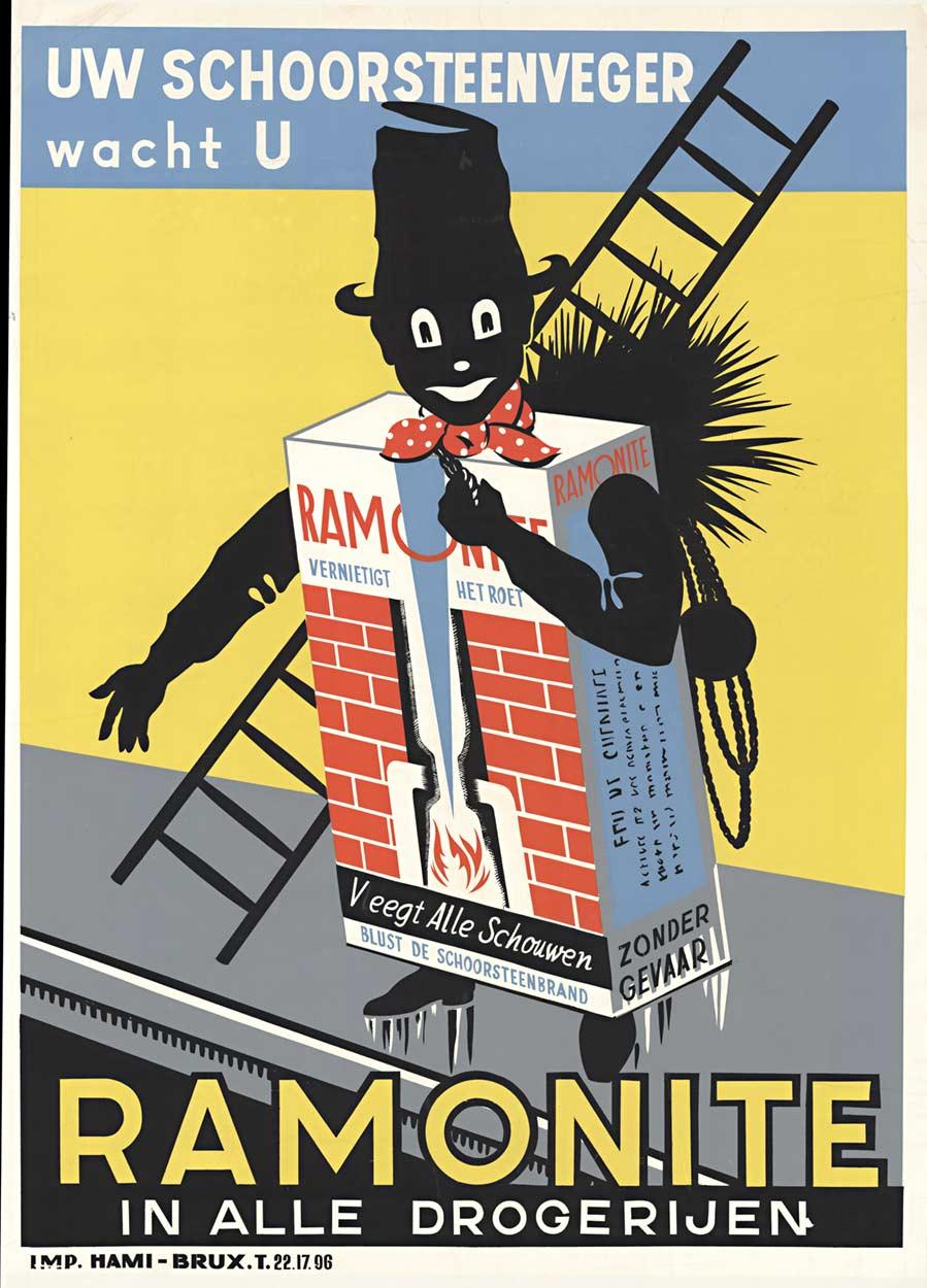 Affiche lithographique originale Ramonite - Cheminée sweeper