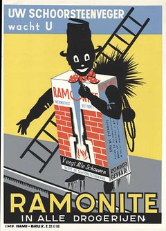 Original Ramonite vintage lithograph poster - chimney sweeper