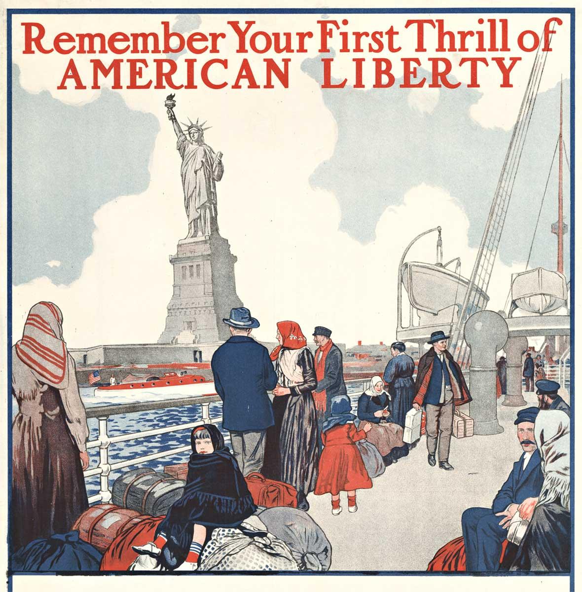Póster vintage original Remember Your First Thrill of American Liberty de 1917 - Print de Unknown
